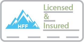 An icon of a license with the Hill Top mountain logo on it that says licensed and insured.